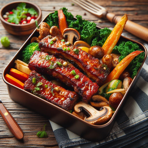 ​SƯỜN CHAY XÀO NẤM MÈO, CẢI XOĂN
