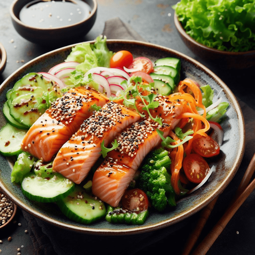 SALMON TERIYAKI SALAD (SALAD CÁ HỒI TERIYAKI)